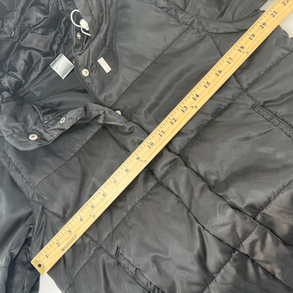 VTG Y2K Nike Women Hooded Puffer Jacket Vest Black Convertible Sleeve Sz L 12 14 - Picture 4 of 8